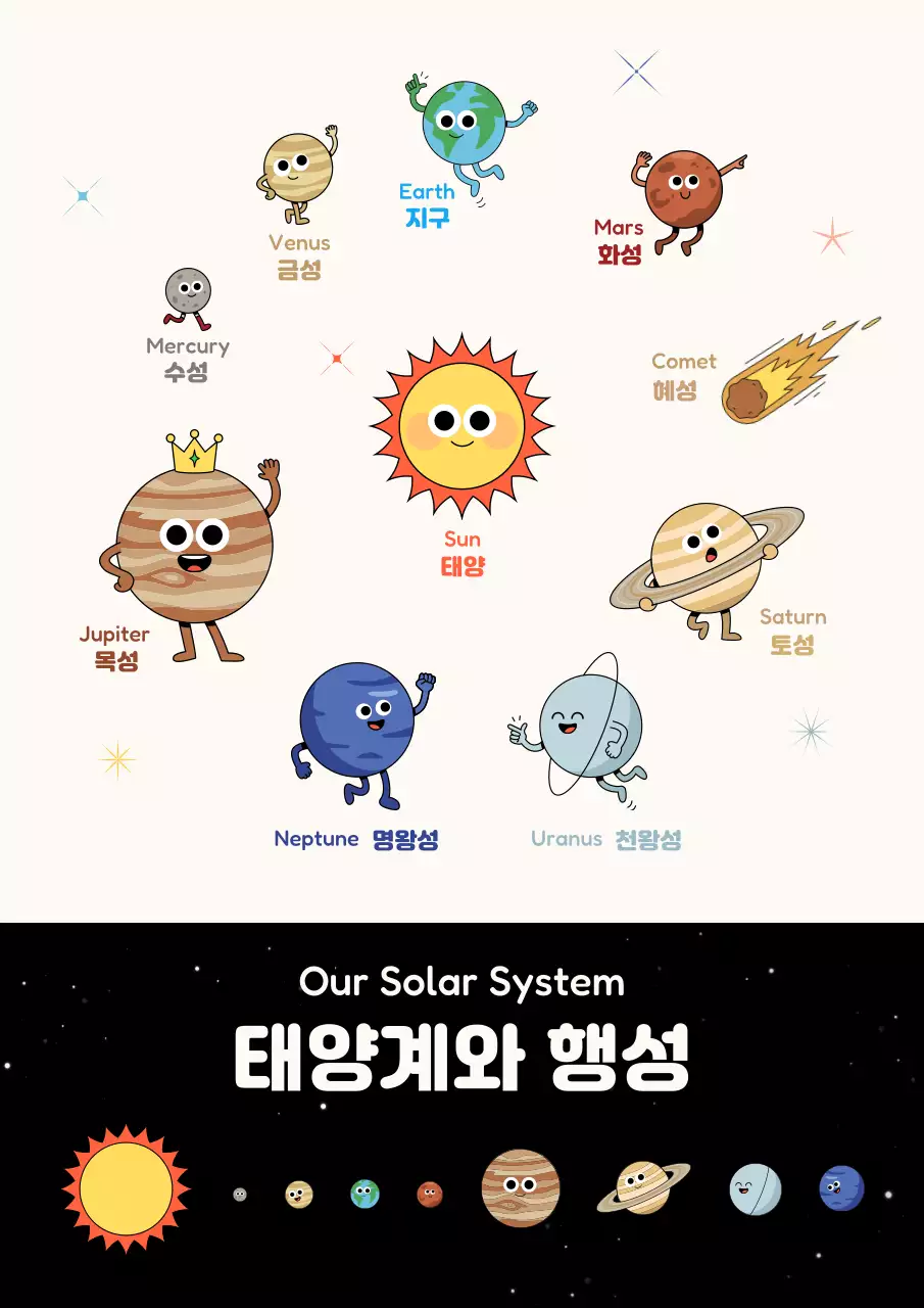 아이보리 심플 태양계 교육