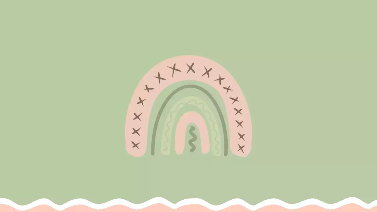 배경 미니멀리즘 스타일의 연두색 무지개 장식