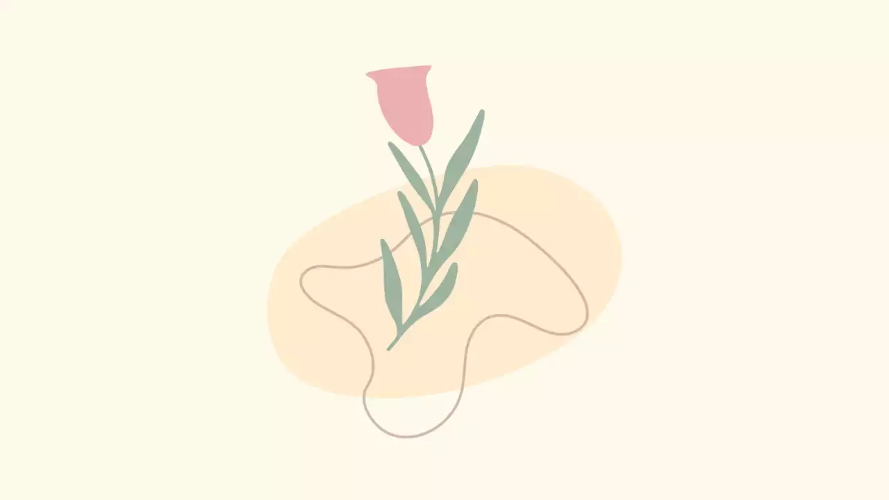 미니멀한 프레임에 노란색 바탕에 장미 꽃무늬