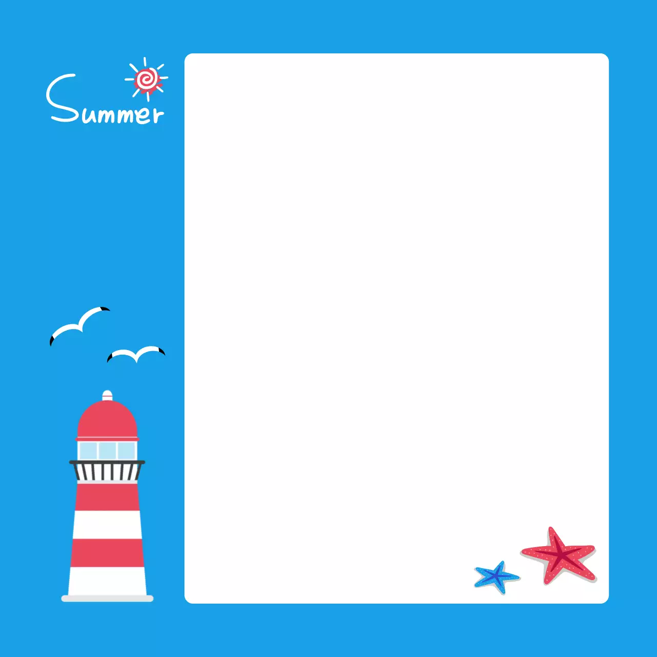 하늘색 아기자기 여름 엽서