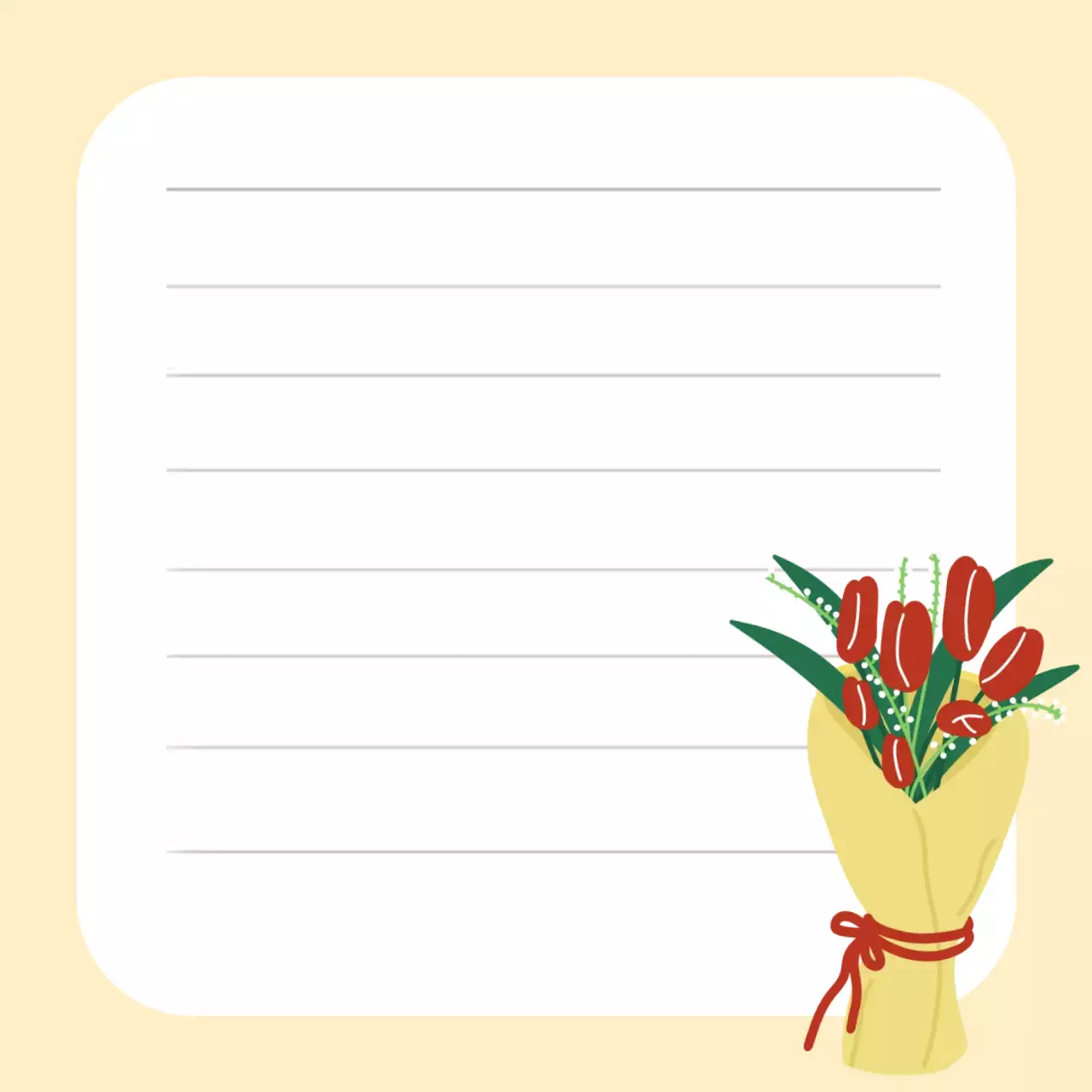 노란색 심플 튤립 프레임