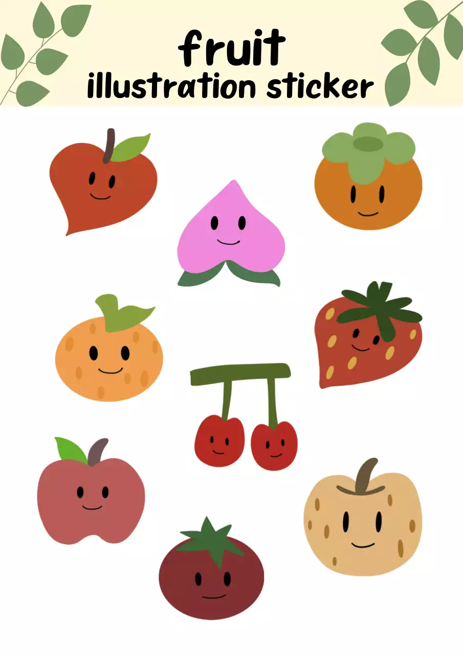 노란색 귀여운 과일 캐릭터 일러스트