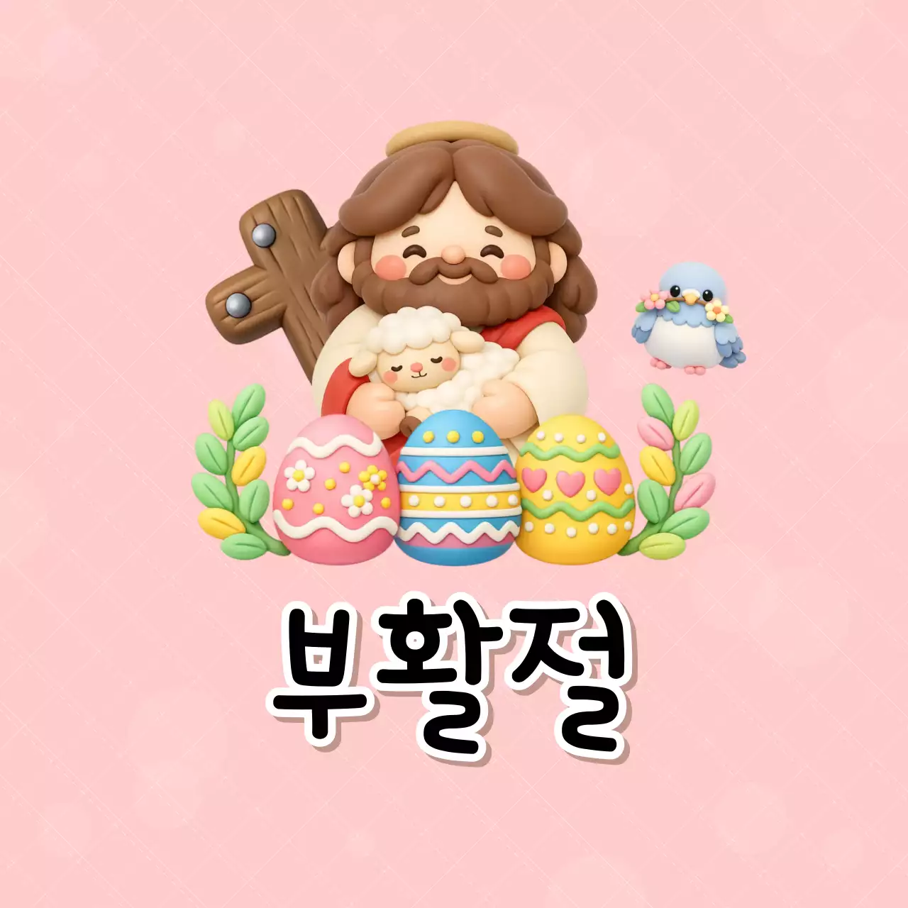 분홍 아기자기한 부활절 기념