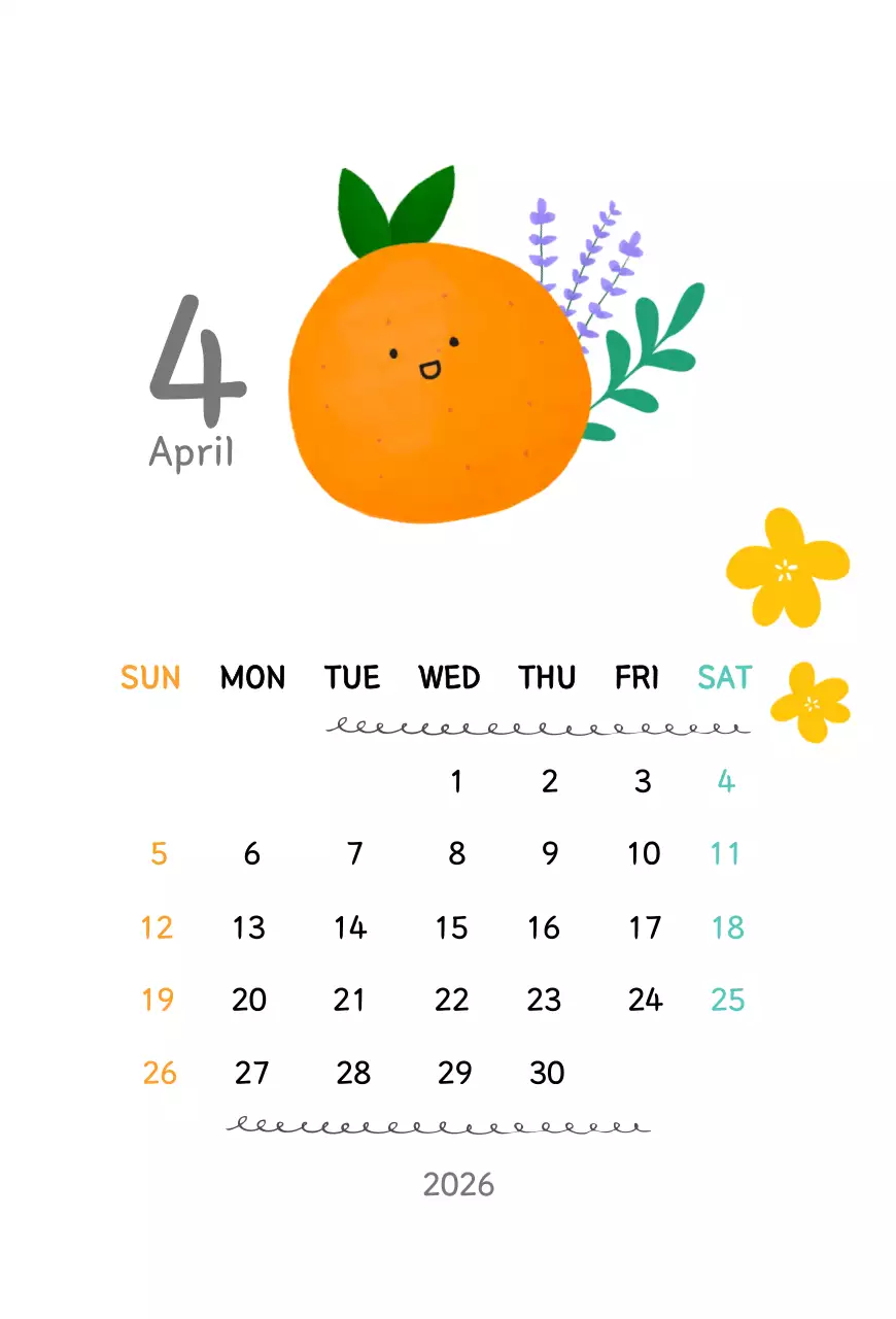 주황 아기자기한 달력 안내