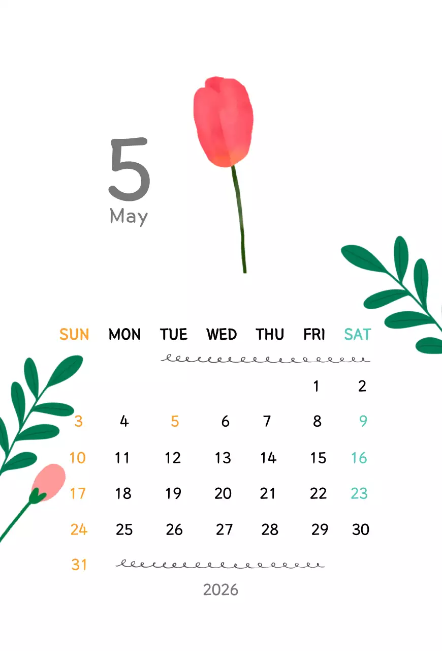 핑크 아기자기한 달력 안내