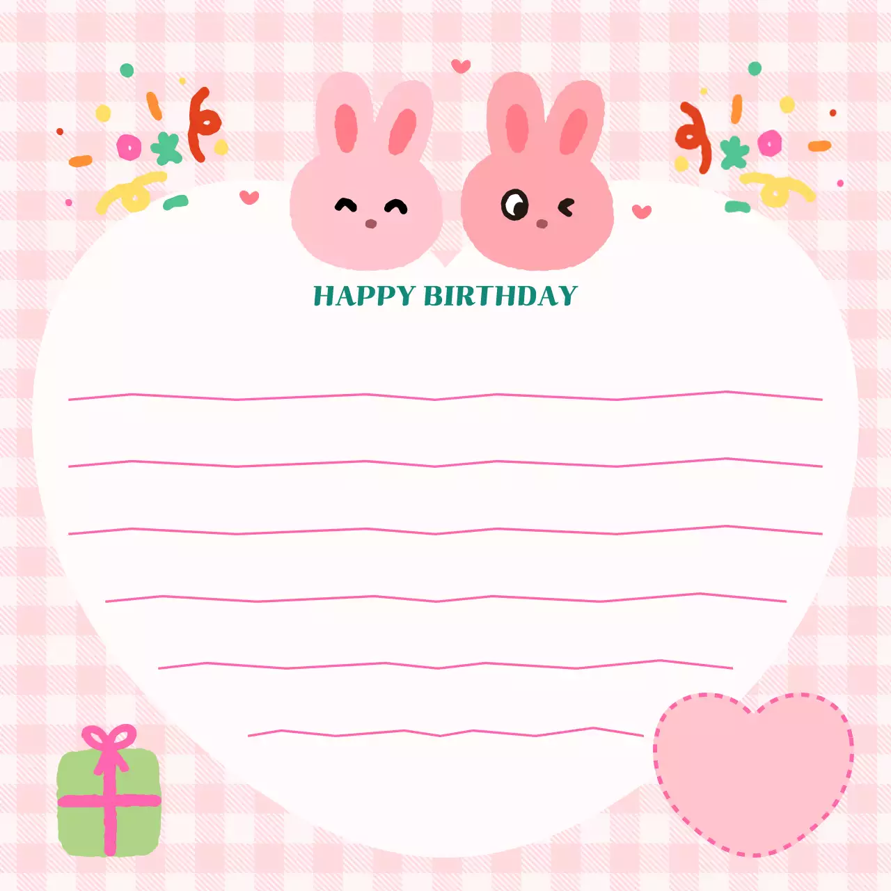 분홍색 아기자기한 생일 카드 안내