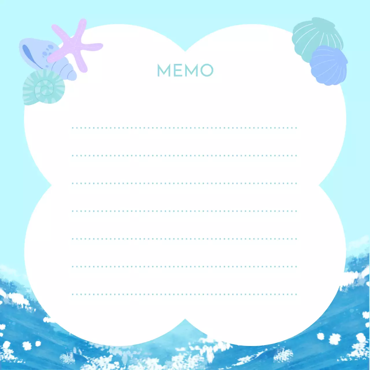 하늘색 아기자기한 여름느낌 바다 편지프레임