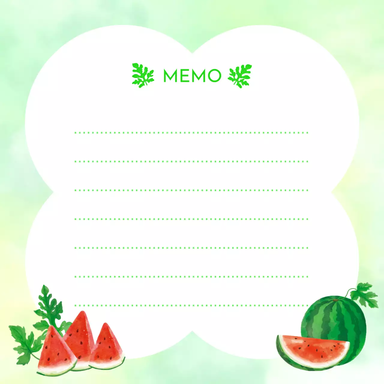 연두 심플 여름느낌 수박 편지프레임