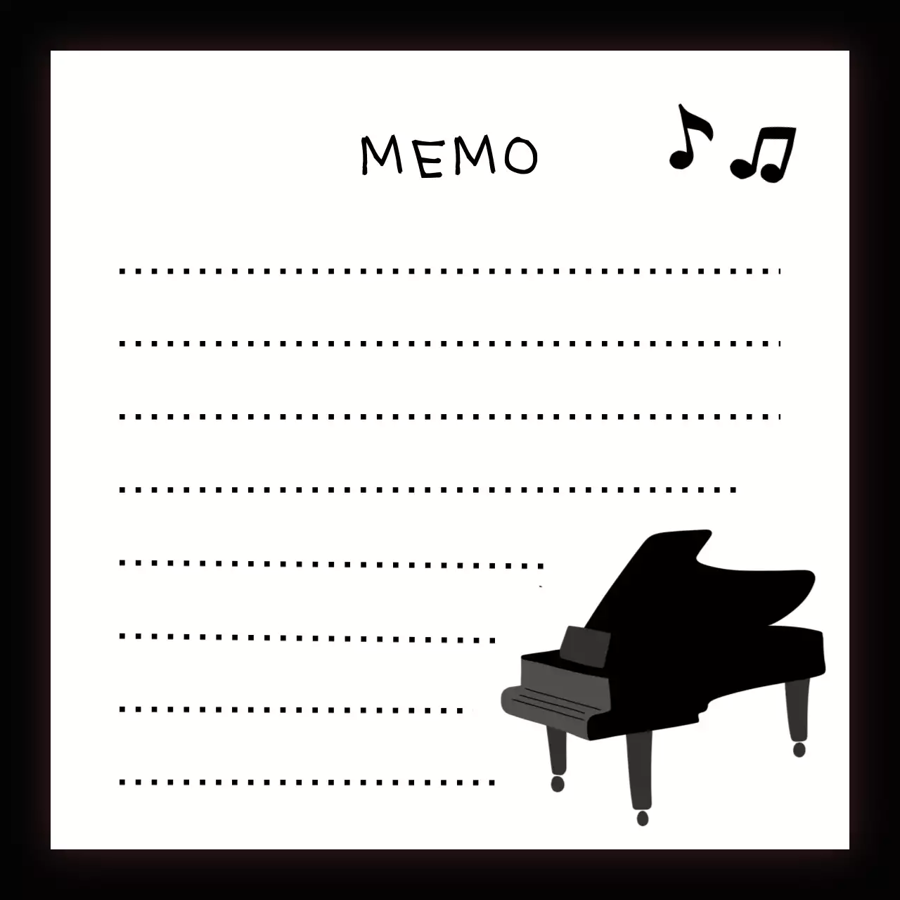 검정 깔끔한 피아노 노트