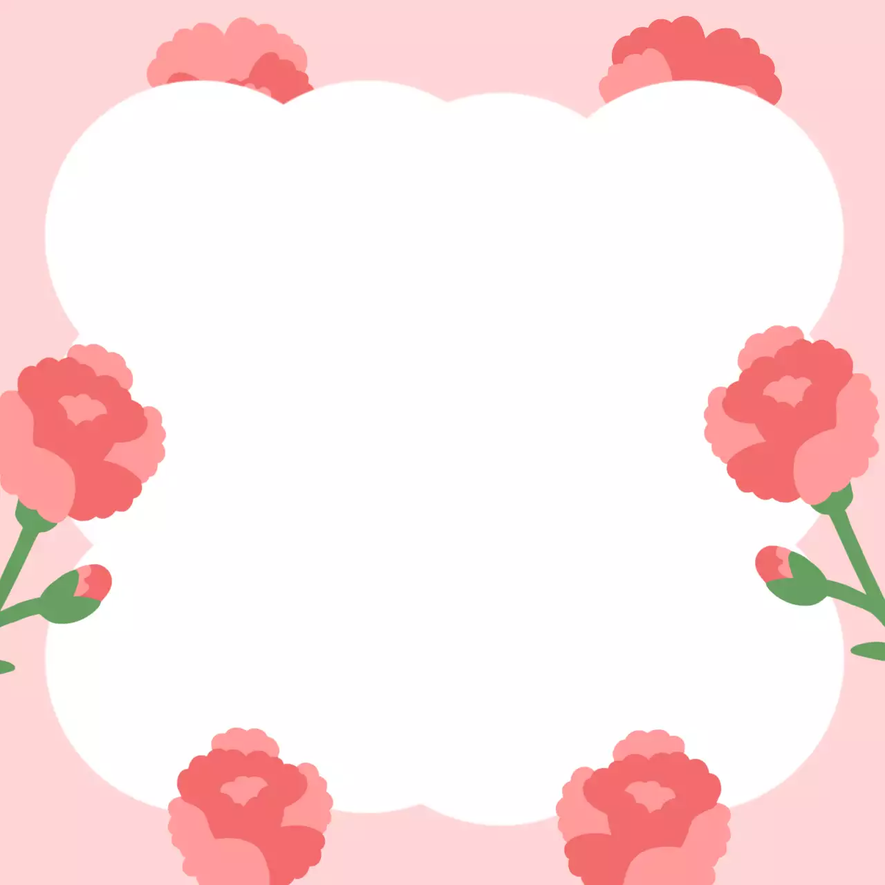 분홍색 아기자기한 카네이션 프레임 초대장