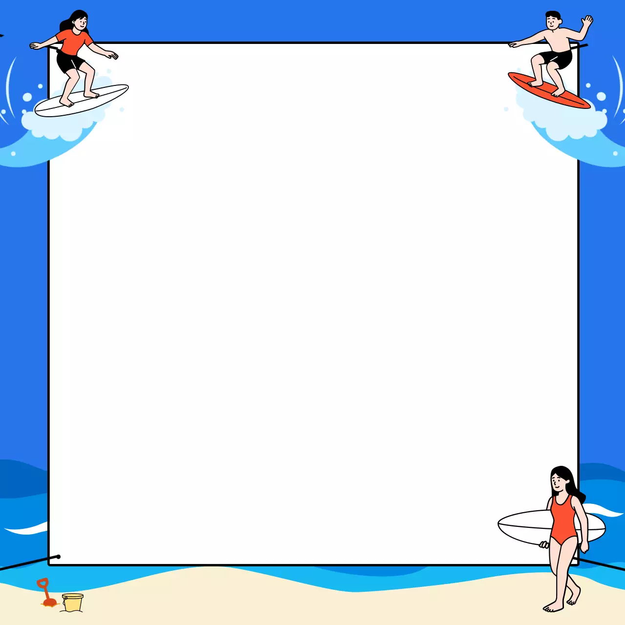 파란색 심플 서핑 안내