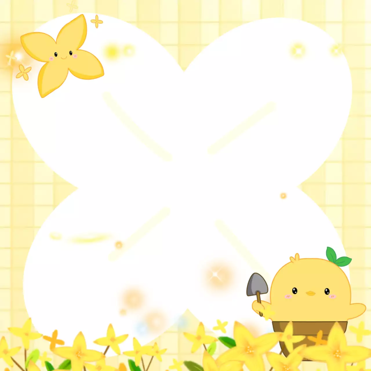 노란색의 아기자기한 봄 프레임