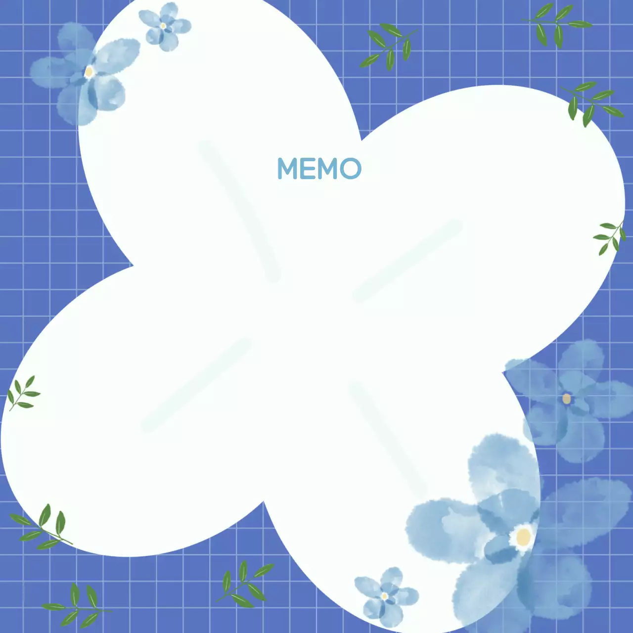 파란색의 시원한 꽃 프레임