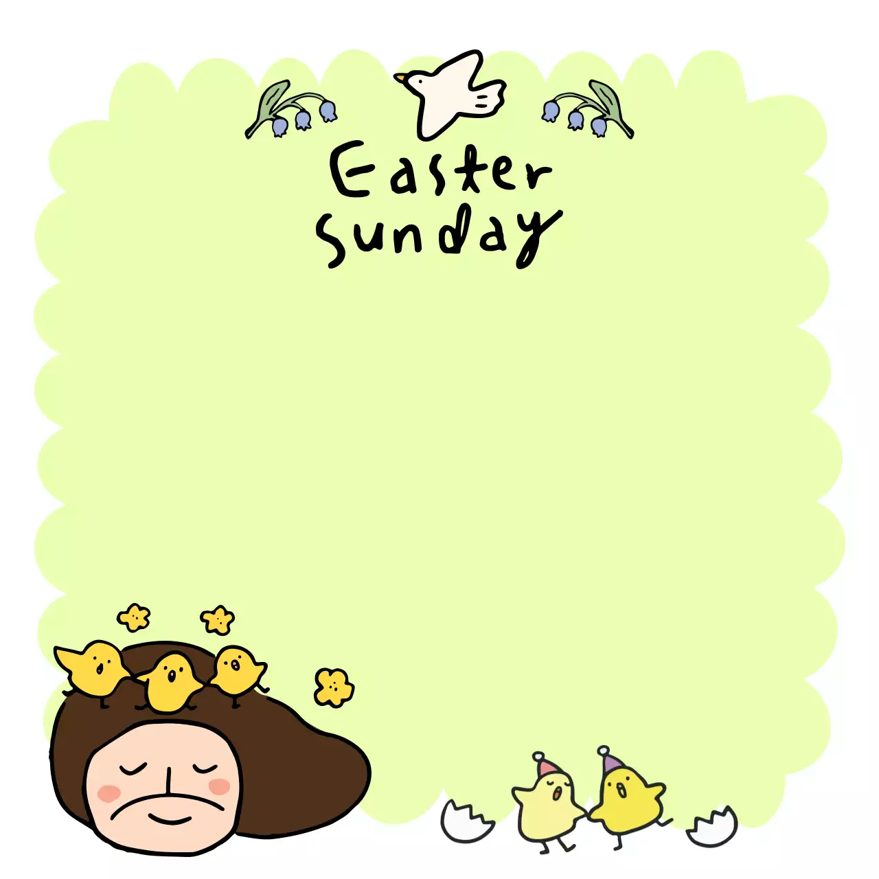 초록 아기자기한 부활절 안내