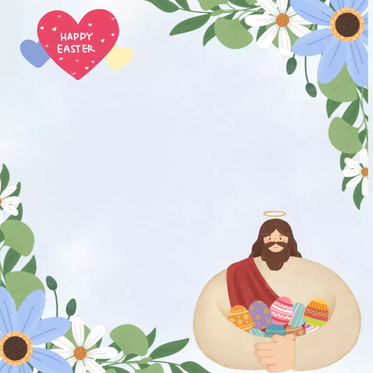 하늘색 아기자기한 부활절 안내