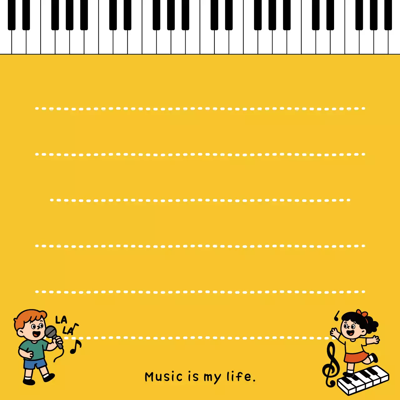 노란색 심플 음악 교육 안내