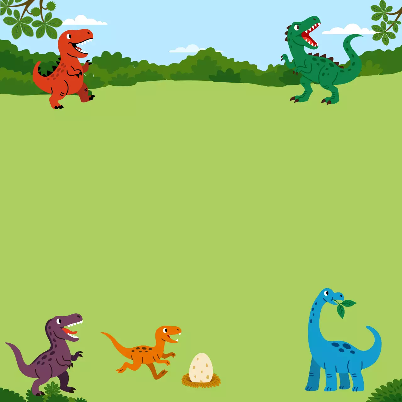 초록 아기자기한 공룡 만화