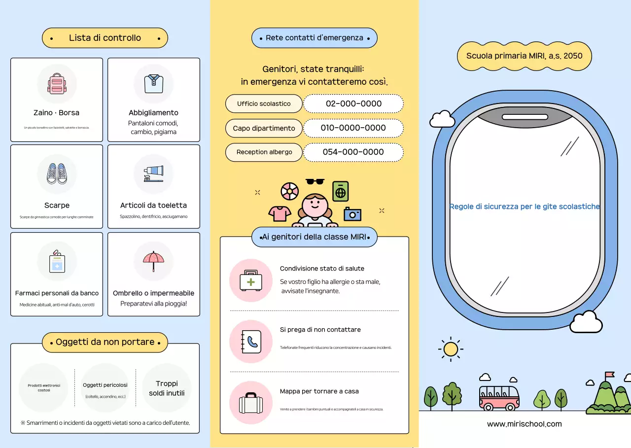 Linee guida per l'attività di viaggio matematico sicuro e semplice in blu