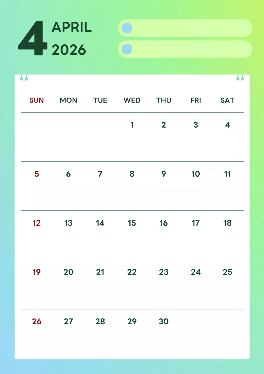 연두 미니멀 4월 계획