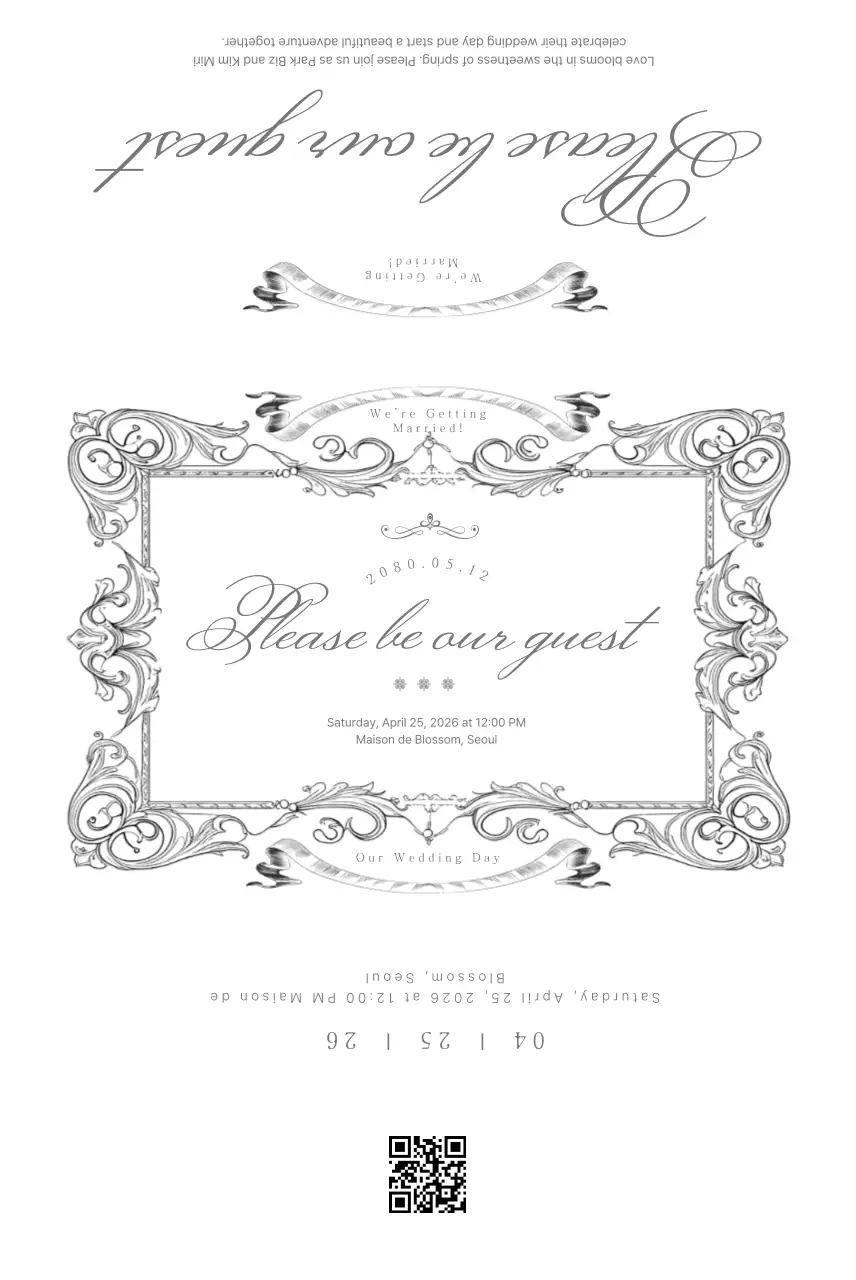 흑백 클래식 결혼식 안내