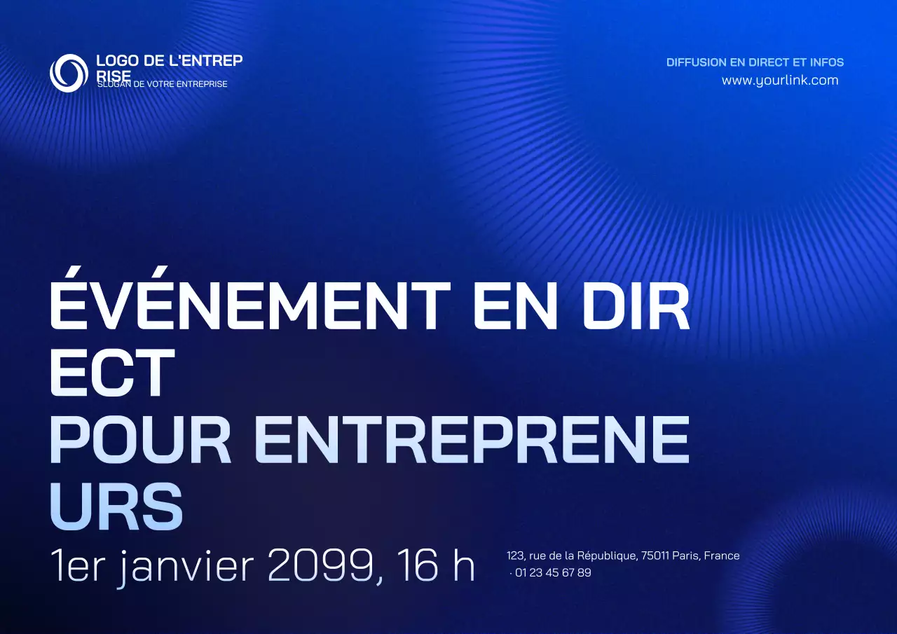 Annonce d'événement pour entrepreneurs modernes bleus