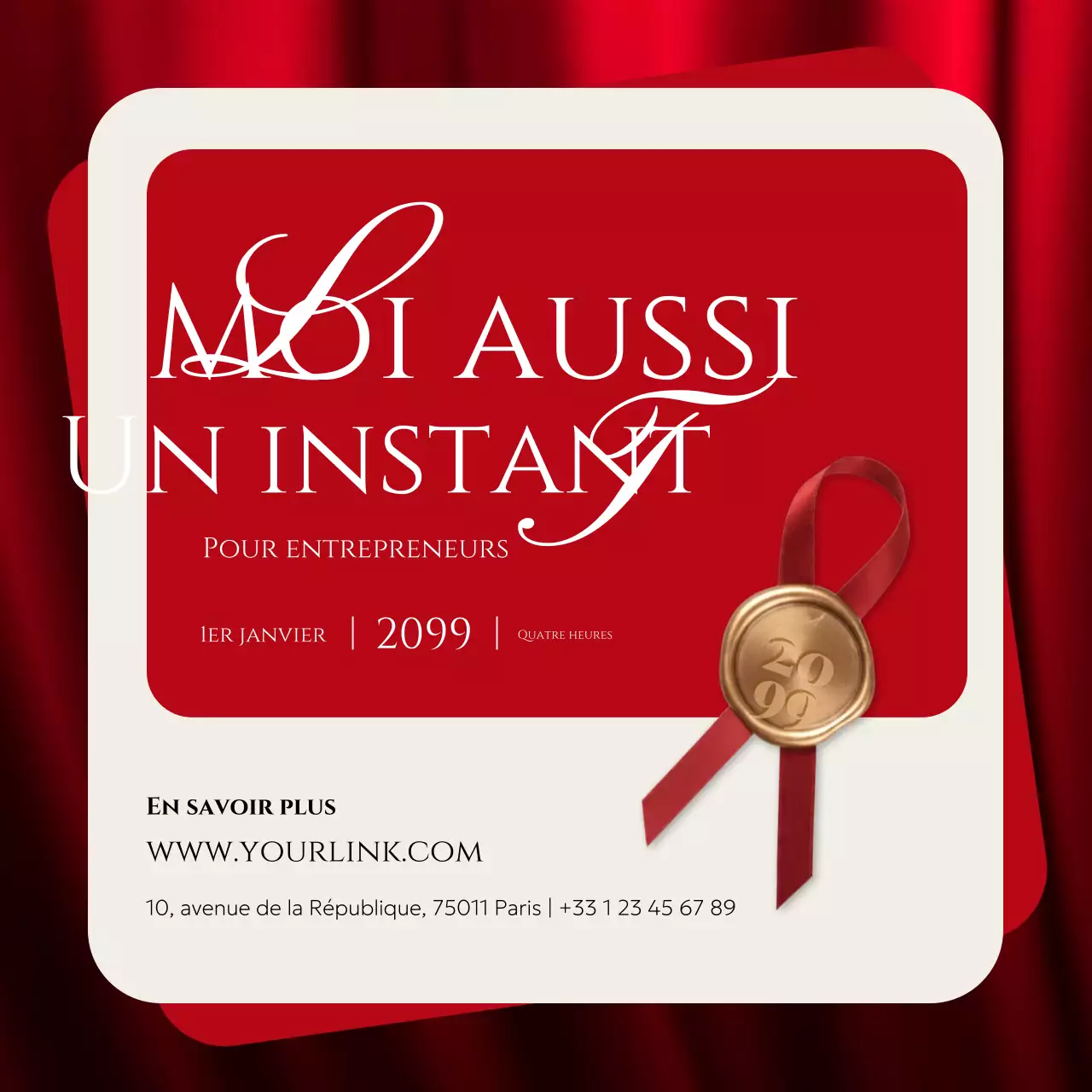 Invitation élégante rouge pour entrepreneur