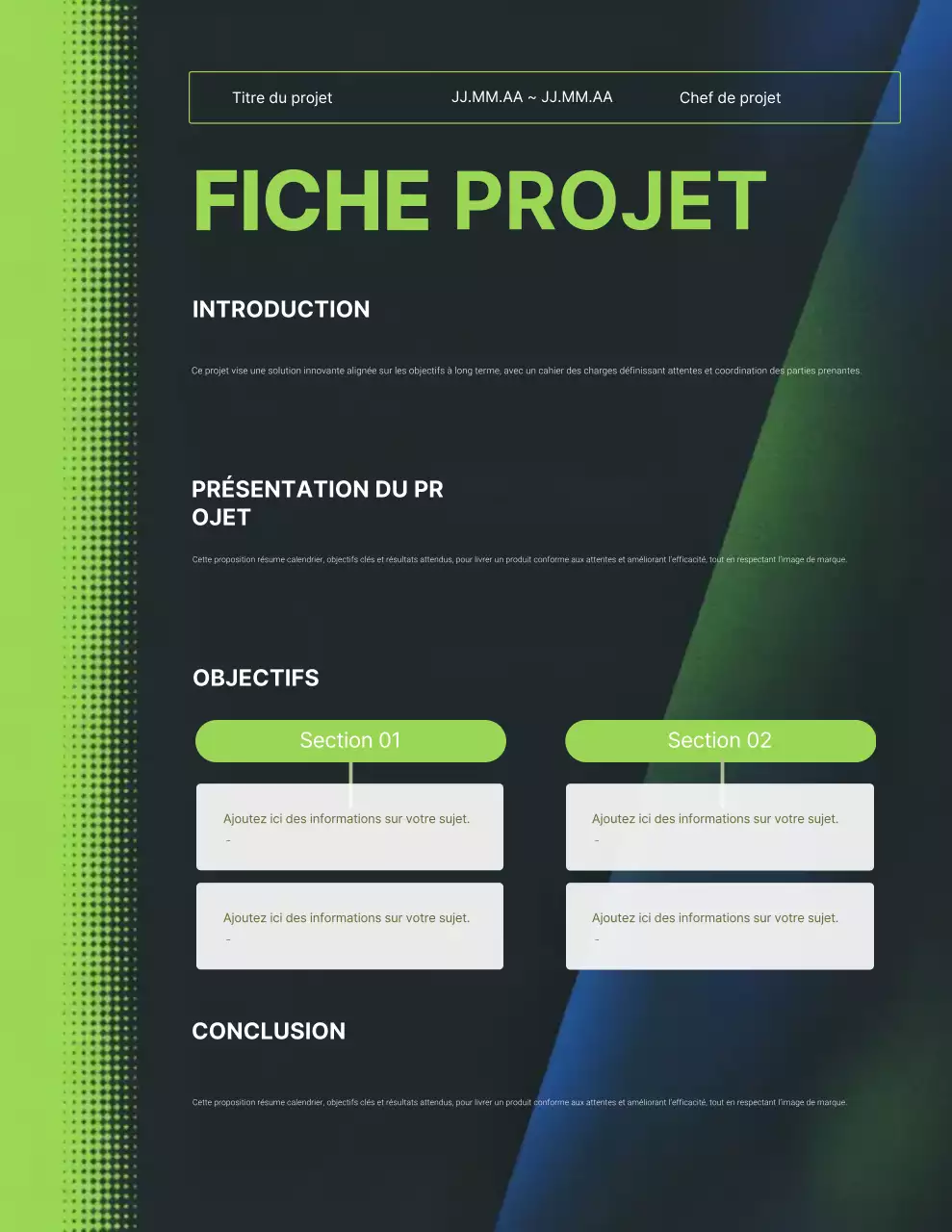 Affiche du rapport du projet Green Modern