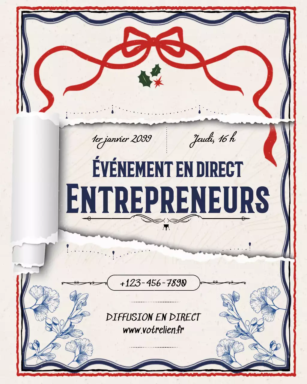 Invitation vintage rouge pour un événement d'entrepreneuriat