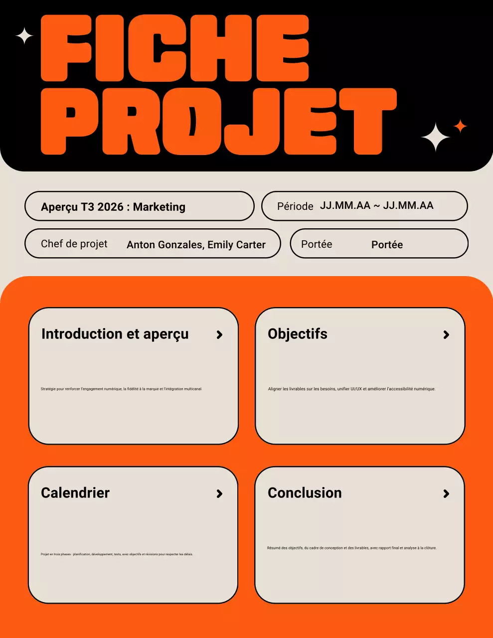 Affiche de planification de projet moderne orange