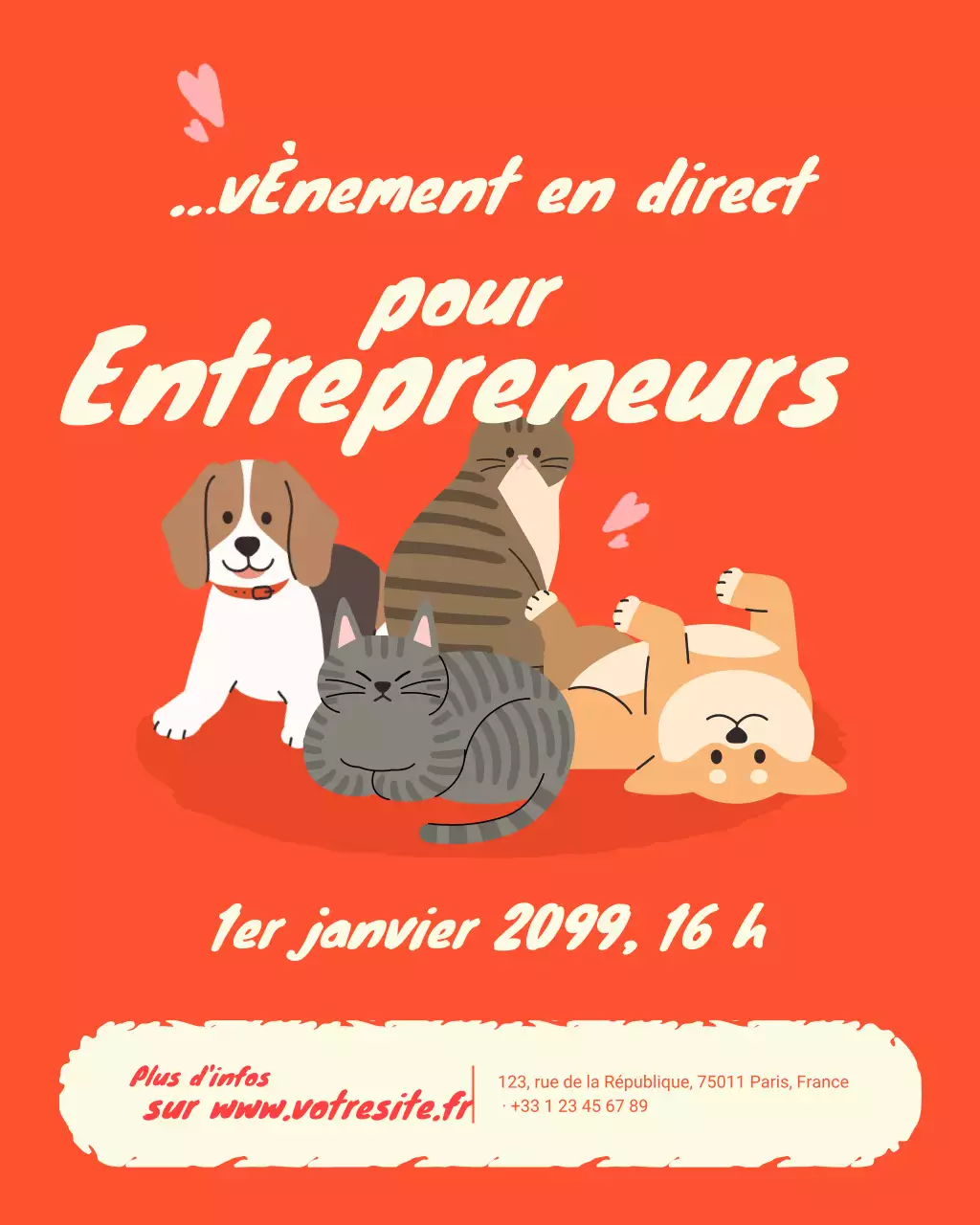 annonce d'événement commercial ludique orange