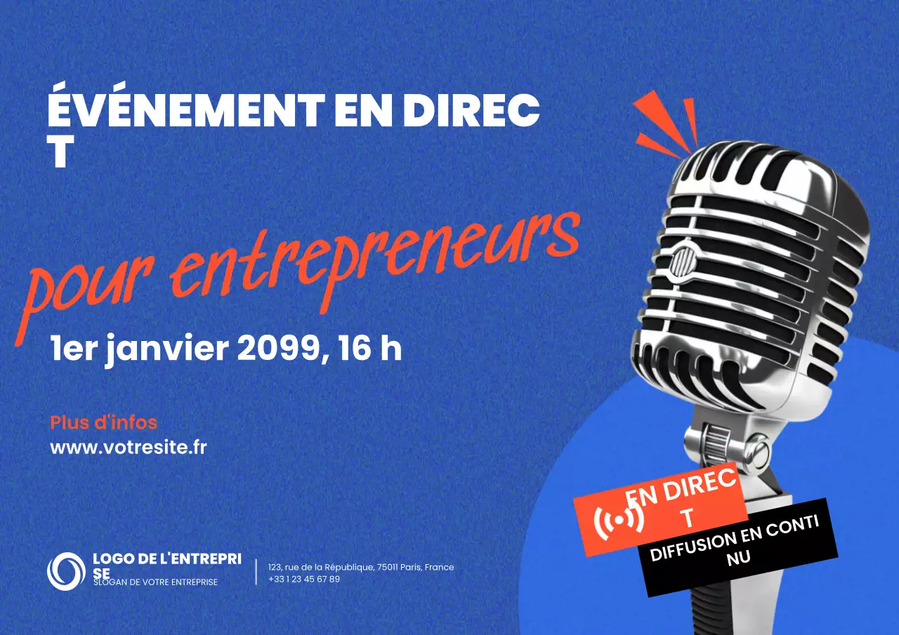 promotion d'événements pour entrepreneurs modernes bleus