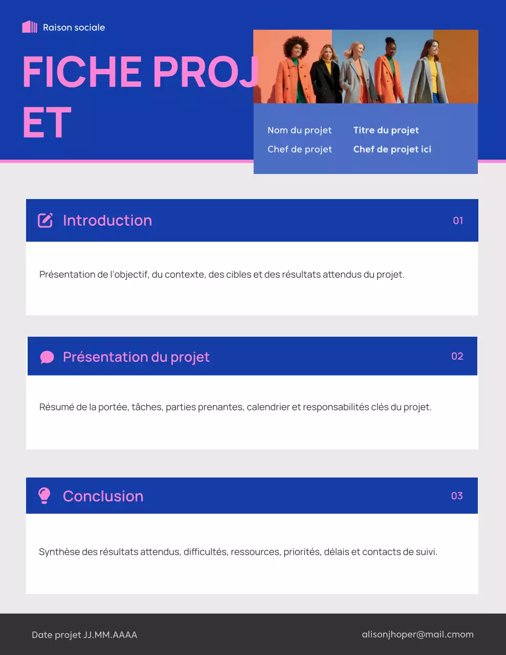 Affiche bleue moderne de planification de projet