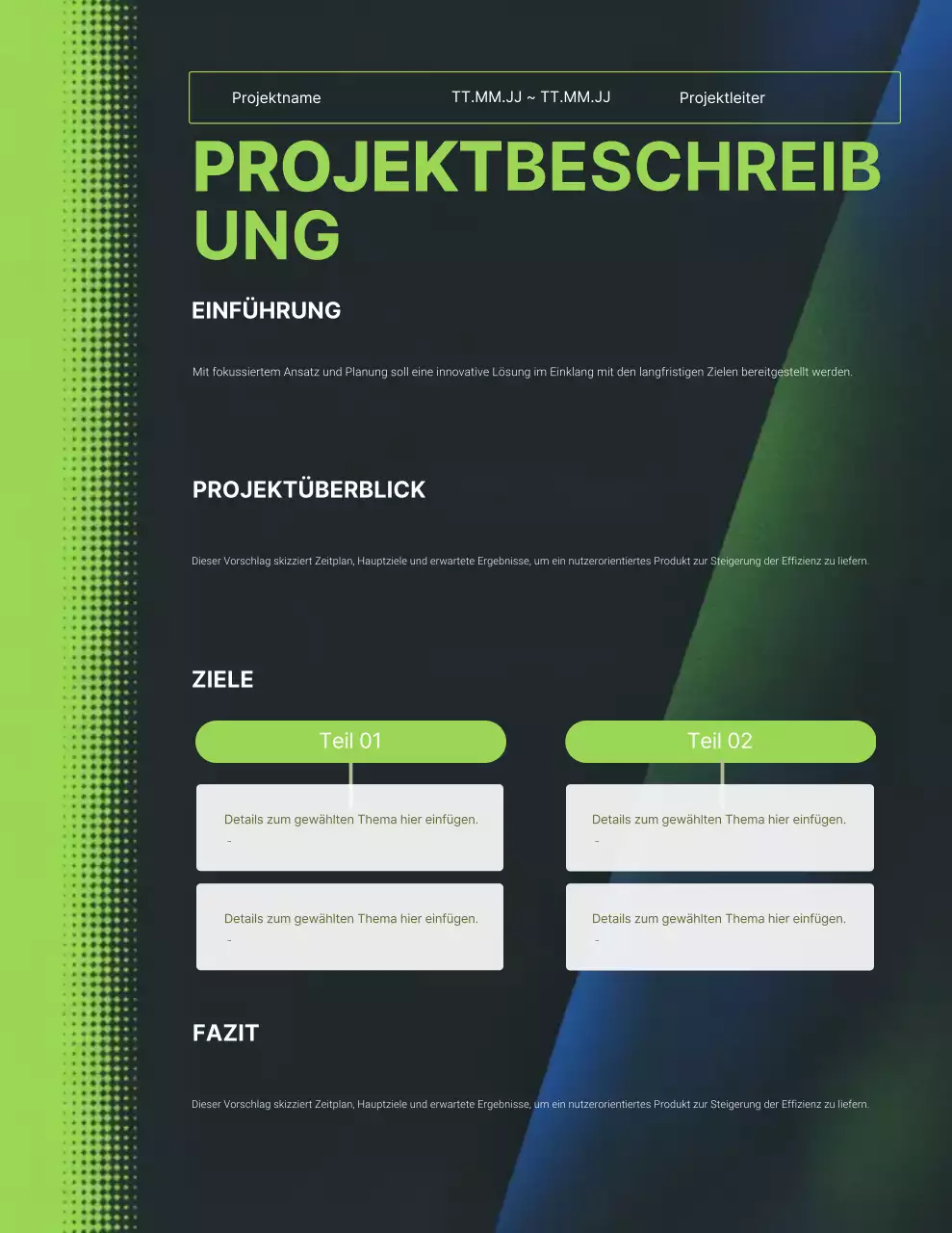 Poster zum Projektbericht „Grünes Modernes Projekt“