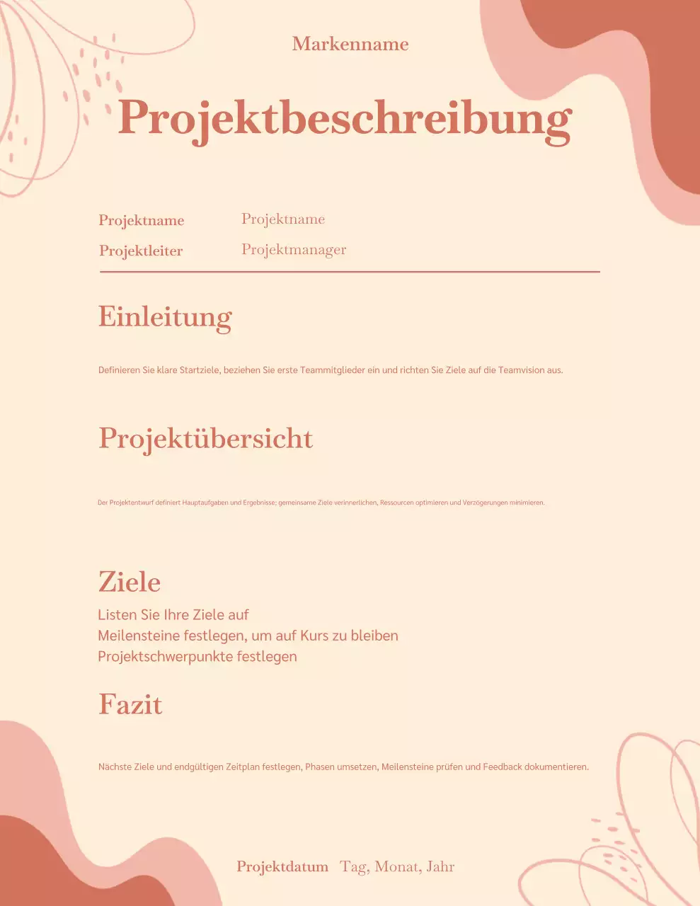Beige Floral Projektdokumentenposter