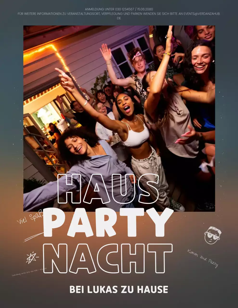 Trendiges Party-Einladungsplakat in Braun