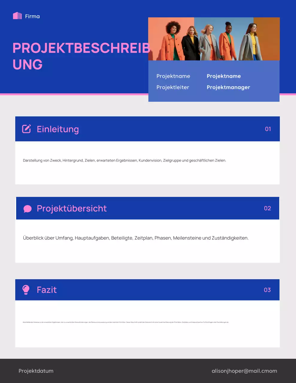 Blaues modernes Projektplaner-Poster