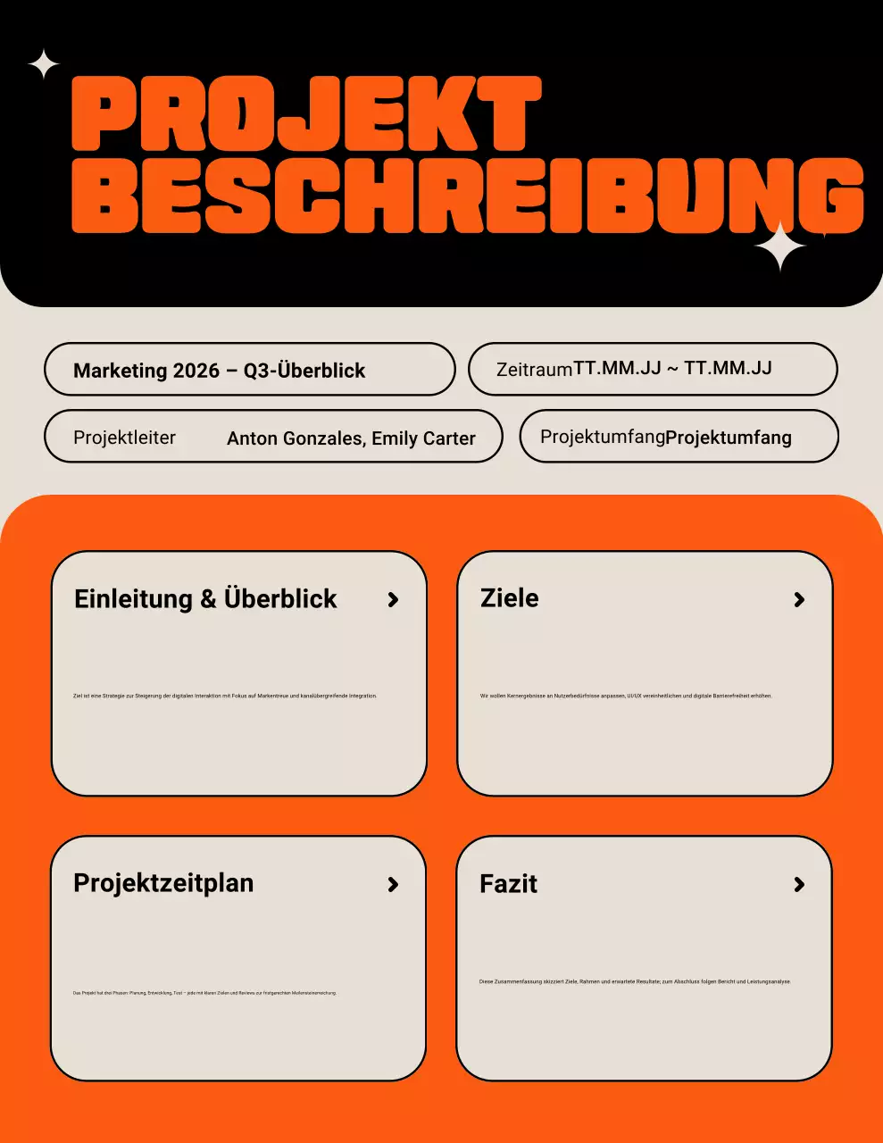 Oranges modernes Projektplaner-Poster