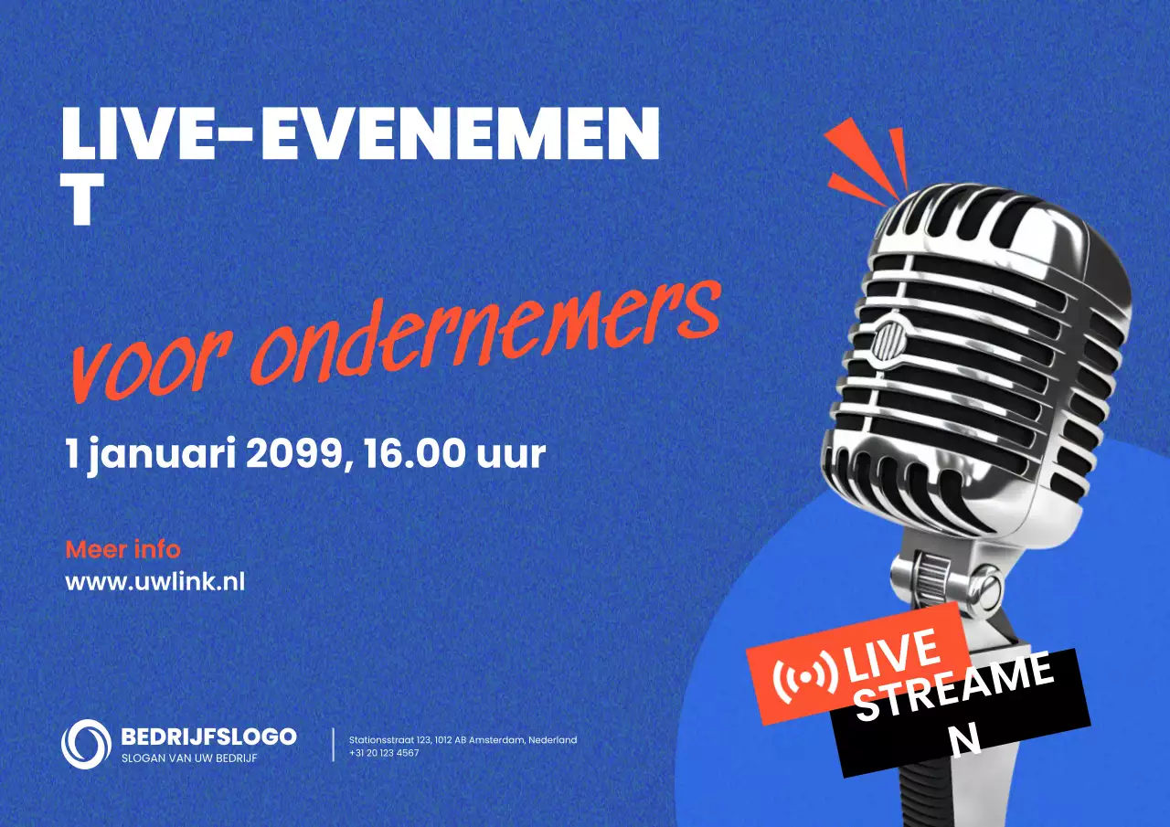 promotie van een blauw modern ondernemersevenement