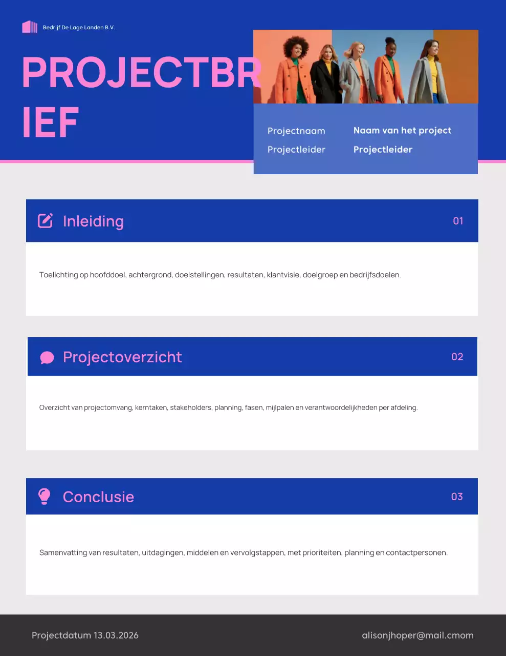 Blauwe moderne projectplannerposter