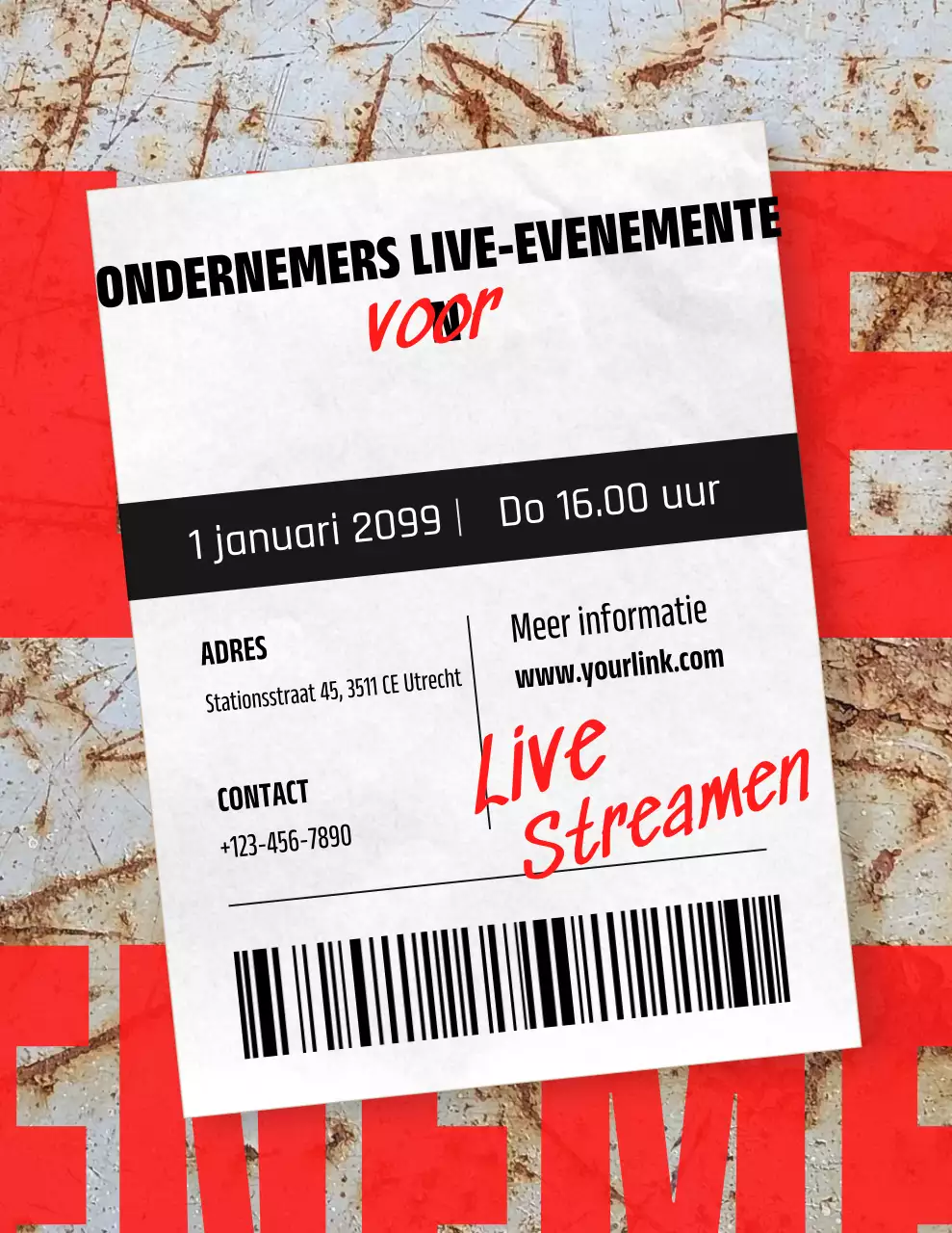 aankondiging van een evenement in de rode stad