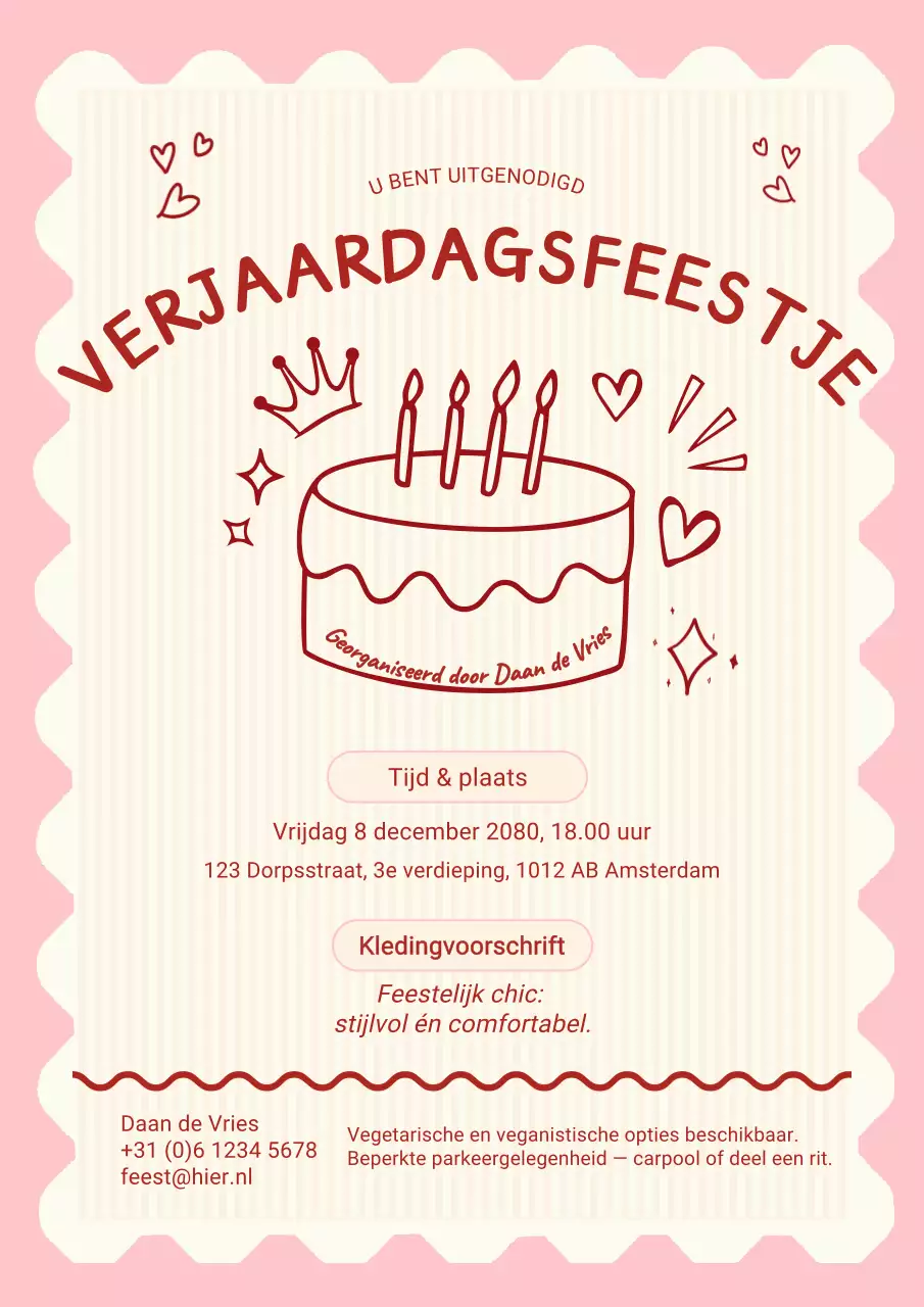 Roze minimalistische verjaardagskaart/poster