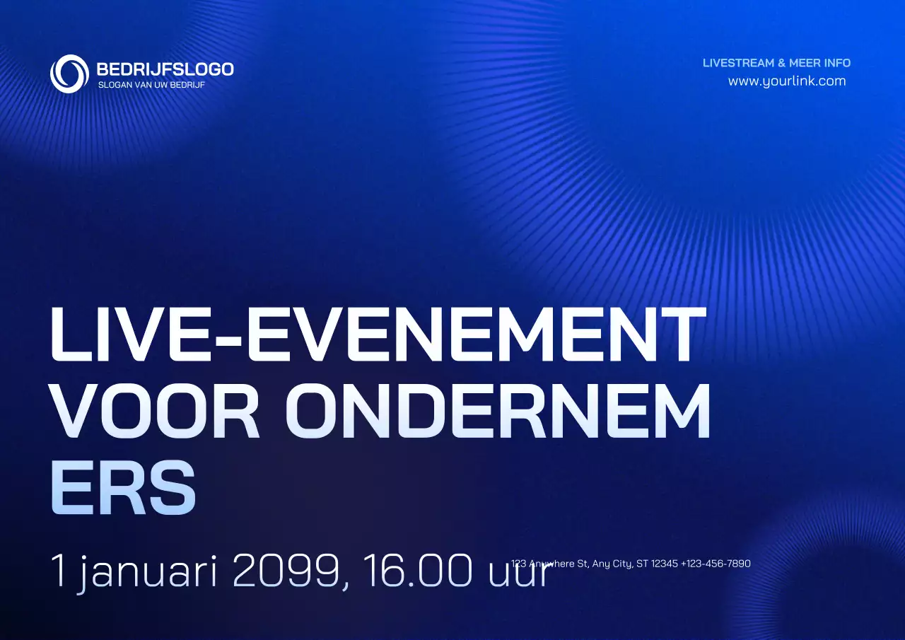 Aankondiging van een evenement voor moderne ondernemers (Blue Modern Entrepreneur)