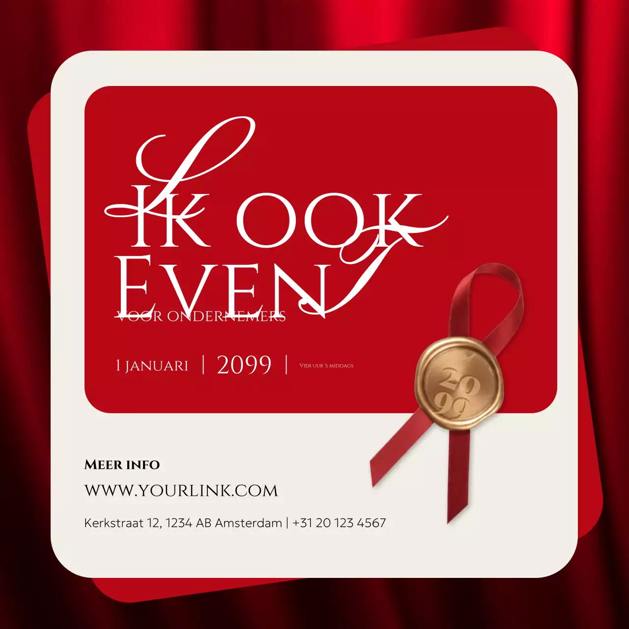 rode elegante ondernemersuitnodiging