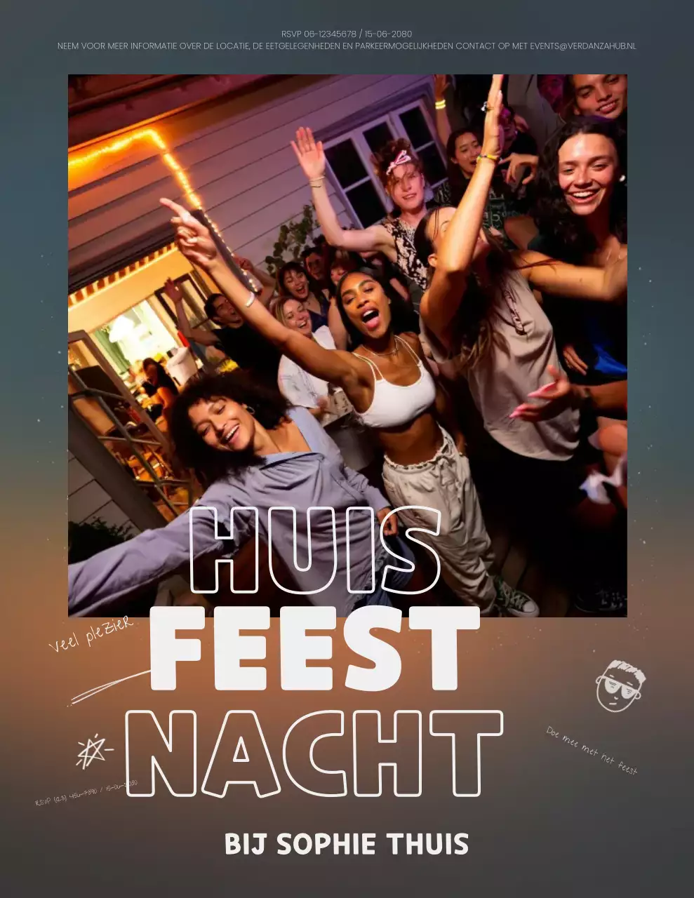 Trendy bruine feestuitnodiging poster