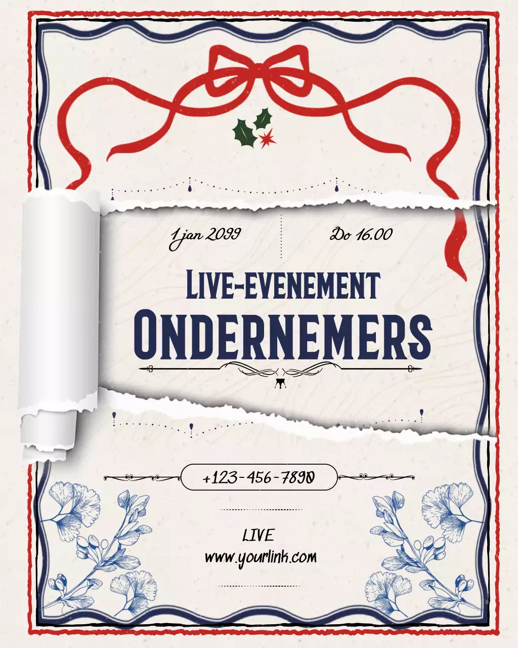 rode vintage uitnodiging voor een ondernemersevenement