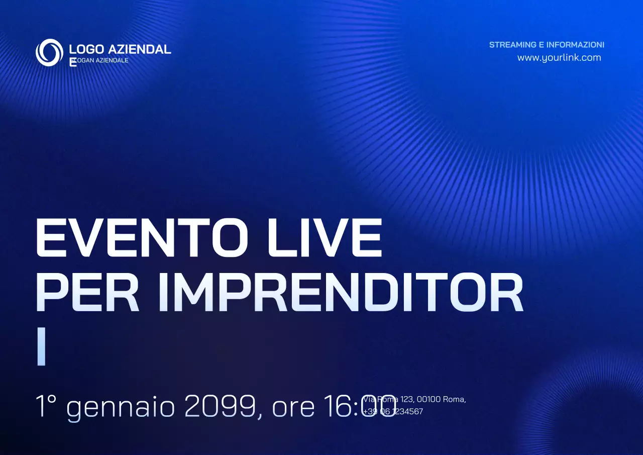 annuncio dell'evento per imprenditori moderni blu
