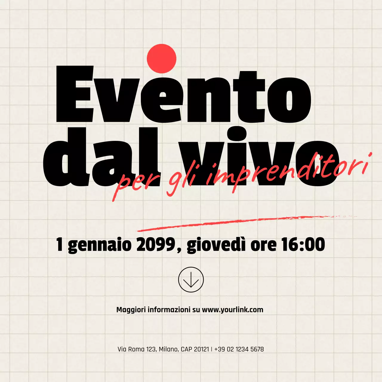 annuncio di evento aziendale moderno rosso