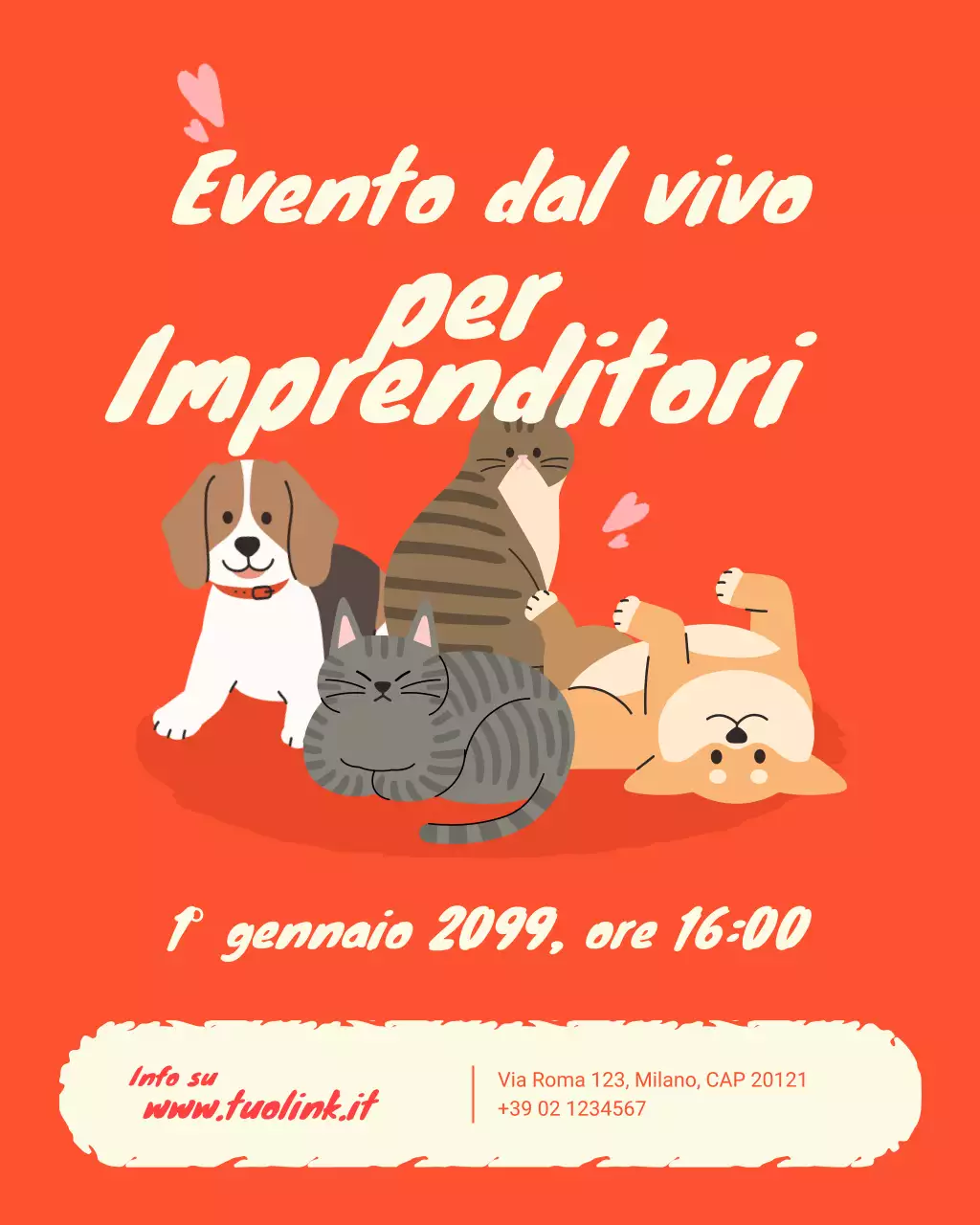 annuncio di evento aziendale giocoso arancione