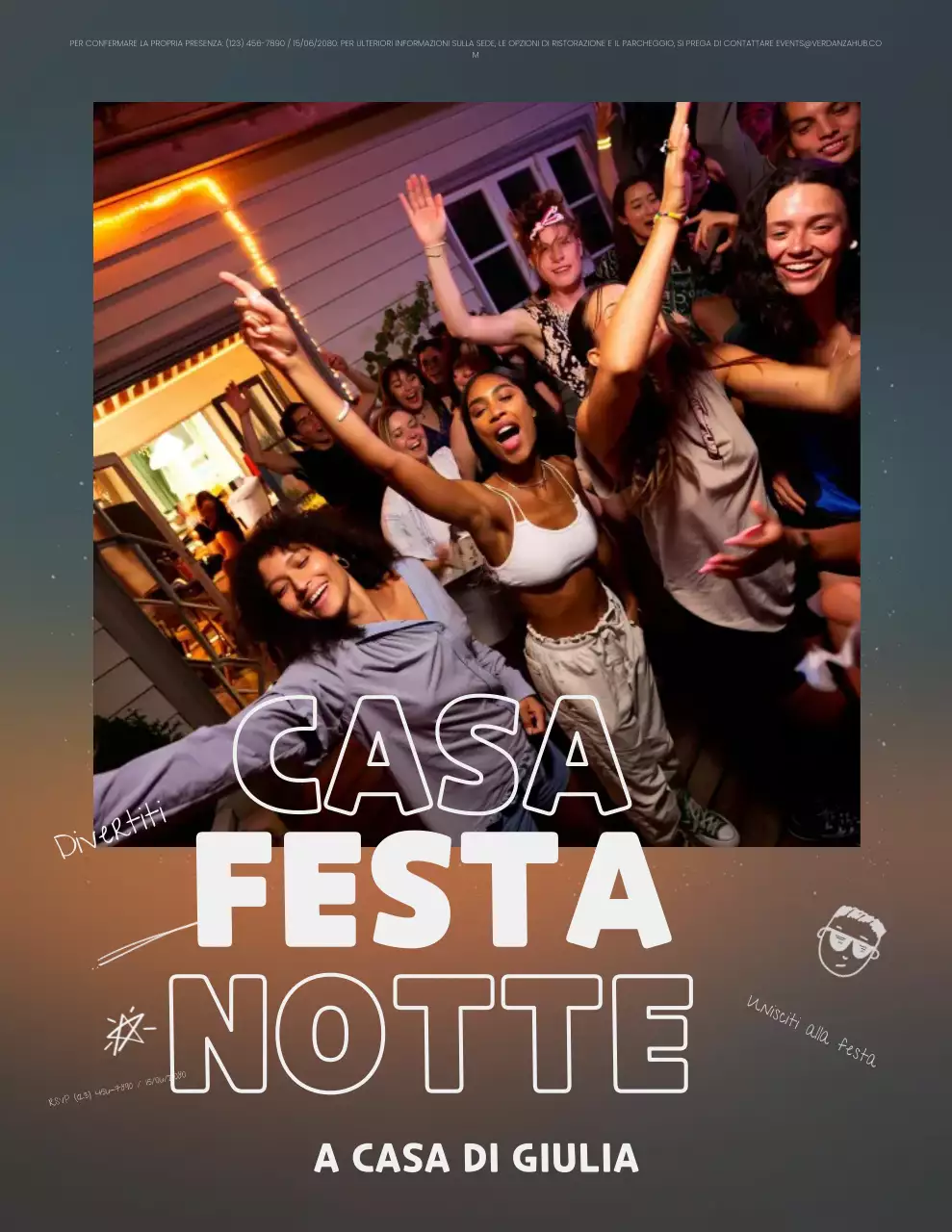 Poster di invito alla festa alla moda marrone