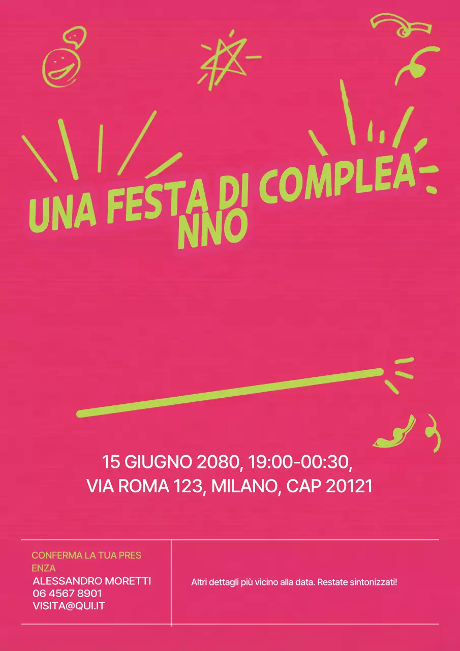 Poster di invito di compleanno in grassetto al neon